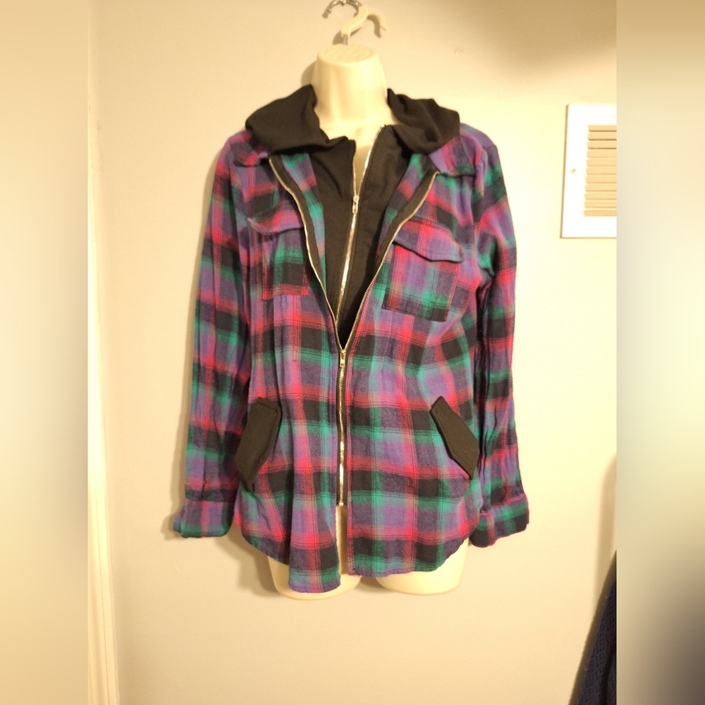 Vintage Double Zip Plaid Shirt
